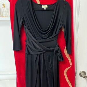 ISSA London 100% SILK Black Long Sleeve Wrap Dress